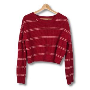 Reformation Crewneck Cashmere Striped Sweater Red White Small
